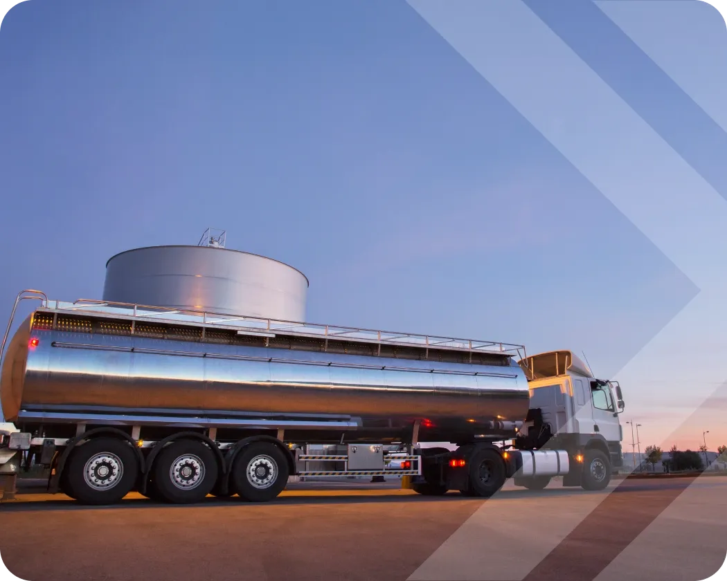 A liquid tanker truck.